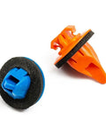 Premium Nylon Mudguard Flare Retainer Clip Kit Direct Replacement For Toyota Tacoma RAV4 Highlander FJ Cruiser 4Runner Fender Trim Bumper 38 Piece Multi Set Built Tough Weather Resistant Drop In Fit No Hassle Install Long Lasting Garage Gear blue and orange nylon mudguard clips