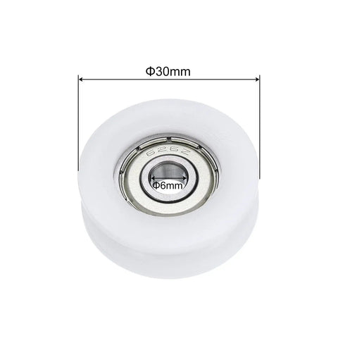 8 Pack U626ZZ Nylon Pulley With U Groove Ball Bearing 6x30x10mm GCr15 Chrome Steel Bearings ABEC3 Shielded Roller Wheel For Smooth Durable Performance In High Load Applications, 30mm outer, 6mm bore
