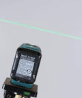 Tough As Nails 12V Max Cordless Self Leveling Green Beam Laser Kit showing battery and green laser line for precise leveling.
