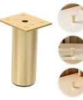 Adjustable Aluminum Alloy Furniture Legs Round Golden Cabinet Feet with Rubber Base Set of Four for Super Stable Support