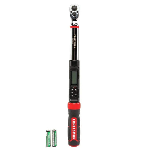 Digital Torque Wrench Three Eighth Inch Drive SAE Twenty To One Hundred Foot Pounds With LED Backlit Display and batteries