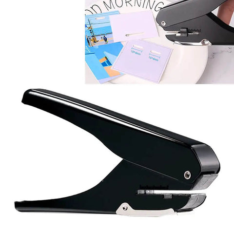 Portable Oval Hole Puncher 1 Inch Hole Size, 10 Sheets Capacity, Adjustable Punch, Positioning Ruler for Paper and Files