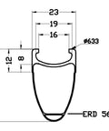 Diagram of 38 And 25mm Carbon Wheelset For 700c Clincher With Basalt Braking Surface, cross-section measurements in mm.