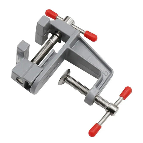 Grab N Go Portable Table Vise Clamp For Workbench Swivel Universal Vise Lightweight Compact Bench Tool with red handles