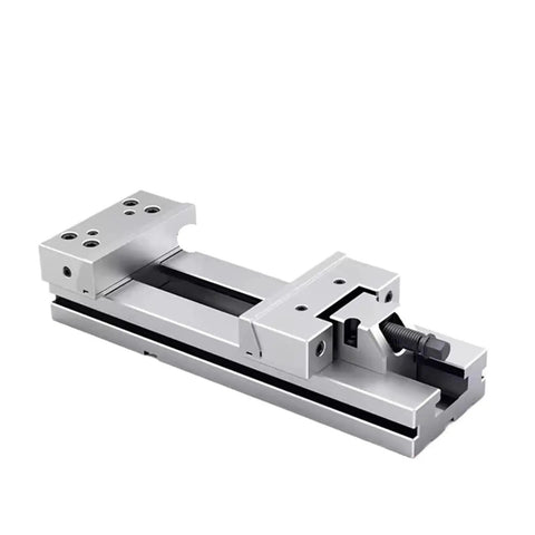 Straight Up Rock Solid Industrial Bench Vise With Wide Jaw Opening For CNC Milling Machines And Manual Machining featuring silver modular base.