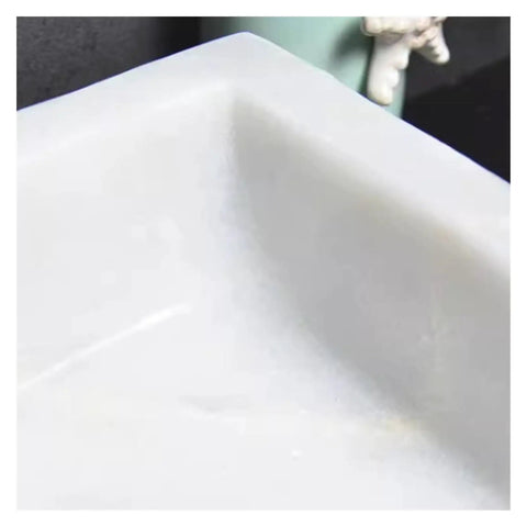 Close-up of the corner of the Premium Above Counter Vessel Sink for Modern Bathroom Vanity, showcasing thick ceramic build.