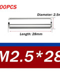 Premium 304 Stainless Steel Dowel Pins Two Point Five By Twenty Eight Millimeter 100 Pack Built To Last Precision Ground Solid Alignment Pins For Machinery Fixtures Molds Engineering And DIY Projects For CNC Auto Woodworking And 3D Printing, 2.5mm Diameter and 28mm Length