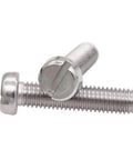 Heavy Duty M2 X 4 millimeter slotted cheese head tapping screws 304 stainless steel pro grade machine fasteners with zero rust, close-up view.