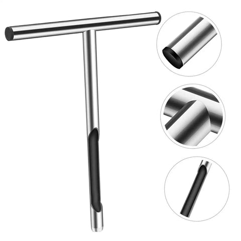 Stainless Steel Soil Sampler Probe With Ergonomic T Handle For Hay Core Sampling And Soil Testing, Durable Core Sampler Tool shown closeup