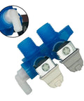 120V Front Load Washing Machine Water Inlet Valve Replacement For AP6018779 High Flow Control Valve Pro Grade Easy Install Blue Plastic Accessory For Laundry Appliance Repair Parts, blue plastic dual-port valve with white elbow