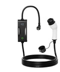 Top Shelf Portable EV Charger 3.6kW 16A Featuring Type 1 SAE J1772 And Type 2 Plugs with compact black unit and white charging head.