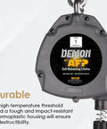 Solid Workhorse Fifty Foot Self Retracting Lifeline Anti Twist Swivel Housing Heavy Duty Double Gate Hook Osha Ansi Certified Fall Arrest Limiters For Jobsite Crews close-up view of durable thermoplastic housing.