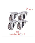 Four Pack 1.5 Inch Silent Swivel Caster Wheels For Furniture Wear Resistant Rubber Flat Rollers With Smooth Glide Single Bearing