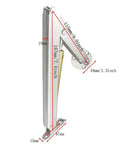 Side view of heavy duty gas struts lid support hinges, 187mm in length, for heavy drop lids with buffer damper for toy box.
