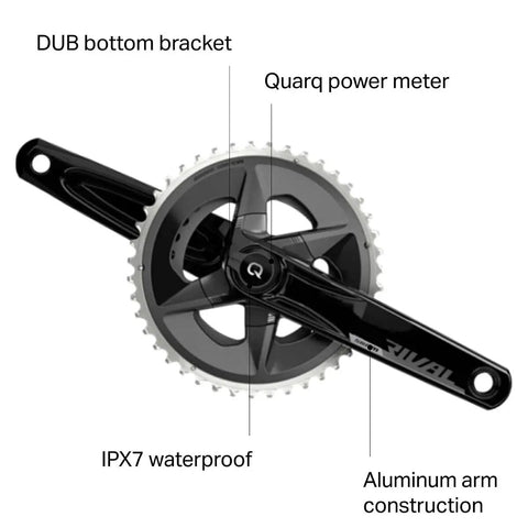 Rival AXS Crankset With Quarq Power Meter For Pro Grade Watts, 172.5mm Crank, 12-Speed, 46T-33T Chainrings, black D1 aluminum