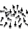 Set Of Twenty Five Black Trim Screws For Gmc And Chevy Trucks Seven Millimeter Head Three Quarter Length Number Eight Thread.