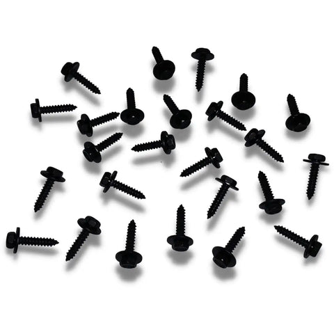 Set Of Twenty Five Black Trim Screws For Gmc And Chevy Trucks Seven Millimeter Head Three Quarter Length Number Eight Thread.