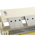 Heavy Duty 48 Inch Pan And Box Brake with Removable Steel Fingers for sheet metal forming, side view showcasing steel fingers.