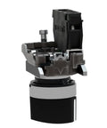 XB4BD21 2 Position Selector Switch with metal bezel, rugged black module, 22mm panel mount, for industrial machinery, side view