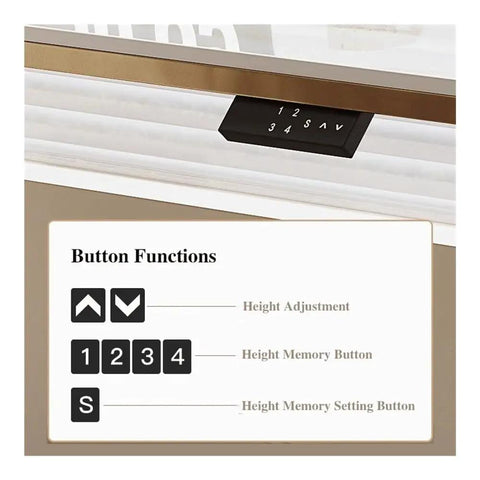 Smooth Rise Electric Sit Stand Desk With Four Memory Presets And A Sleek Slate Surface For A Top Tier Home Office Setup button controls layout showing height adjustment options.