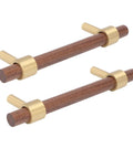 Dope Walnut And Brass Cabinet Hardware Drawer Handles 2 Sets Durable Solid Brass Pulls With Walnut Wood Accents For Kitchen Cabinets