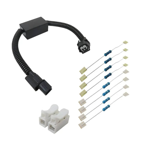 Honda VCM Muzzler Harness Disable Kit For 3.5L V6 Engine With VCM Plug And Play Replacement For Acura 2013 And Up Pilot 2009 And Up Accord 2008 And Up Ridgeline 2007 And Up Odyssey 2007 And Up showing harness, resistors, and connectors.