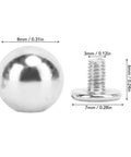 Set Of 50 Round Rivet Kits With Solid Iron 8mm Ball Rivets And 6mm Screws Multifunction Leather Studs, close-up of dimensions