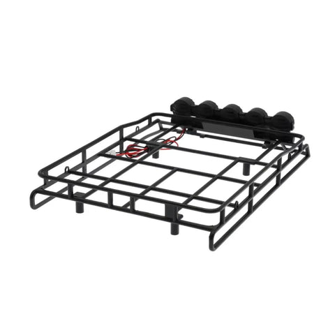 Premium Quality Heavy Duty Metal Roof Rack And Luggage Tray Kit For Twelfth Scale RC Whips with cab light upgrade and durable design.