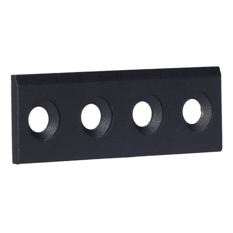 Heavy Duty Carbon Steel Barn Door Track Connector Plate For Sliding Doors, solid support, 8x2.7cm, with four screw holes.