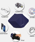 Extra Large microfiber cleaning cloths, navy blue, 12x12 in, 6-pack for glasses and screens