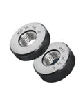 Two Left Metric Fine Tooth Thread Ring Gauges for Internal Threads, GR15 Bearing Steel, visible threading, side view