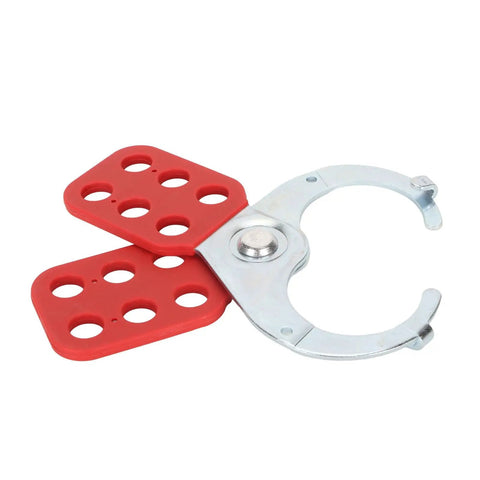 Heavy Duty Nylon Locking Deadbolt With Six Hole Labeling System, Rust Proof Construction, Red And Silver Finish, Built For Industrial Use