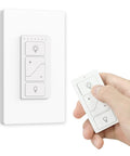Top Tier Wireless Dimmer Switch With Remote And Alexa Compatible For Buttery Smooth Ambient Lighting and Zero Sweat Wiring Control For Your Next Home Upgrade, showing the switch and remote.