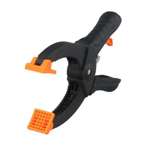 Ratcheting Hand Clamps Set With Quick Release Grip, 6 Inch And 8 Inch Jaw Openings, Heavy Duty Clamps For Woodworking And Carpentry, Pro Grade Build For Studio And Shop Projects, Strong Secure Grip, Easy One Hand Operation, Black And Orange, black and orange clamp with quick release grip