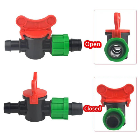 10 Pack Drip Irrigation Switch Valves Kit For 16 To 17 mm Drip Tape Tubing Universal Quick Connect Couplings And Fittings