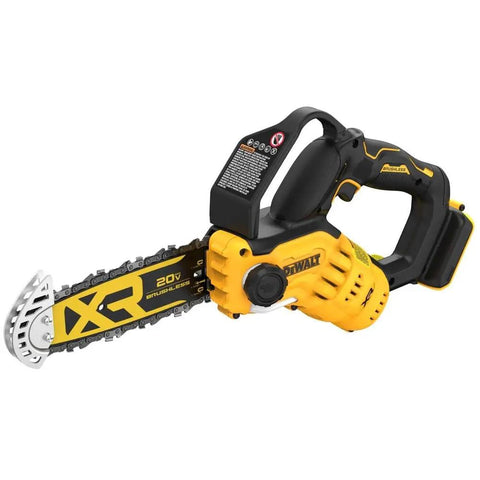 Cordless Pruning Chainsaw 20V 8 Inch For Quick Yard Trims, Lightweight One Hand Comfort Grip, DCCS623B Model in black and yellow.