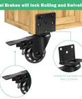 Beefy Side Mount Caster Wheels 2 Inch L Shaped Plate Swivel Casters With Brakes Heavy Duty Set Of 4 attached to cabinet corner