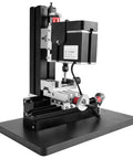Badass Mini Milling Machine For Wood And Plastic, 12000Rpm Benchtop Lathe With Bulletproof Metal Frame, Razor Sharp 0.02Mm Accuracy side view on black base.