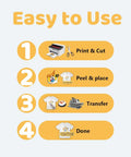 Laser Printer Heat Transfer Paper For Light Fabrics, 20 Sheets 8.5x11, Easy to use 4-step process instructions for T-Shirt transfers