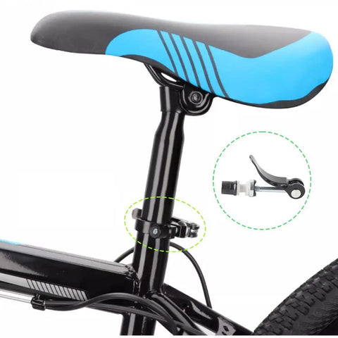 Lightweight Aluminum Alloy Quick Release Seat Post Clamp And Binder Clip For Road And Mountain Bikes on black bike frame