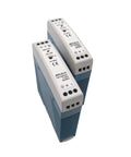 Two compact 20W 24V DC DIN Rail Power Supply for LED Lighting units, industrial Switching Mode SMPS, showing side view.