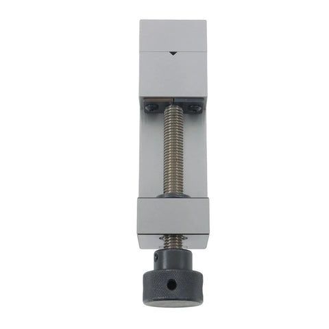 Versatile QGG50 Surface Grinder Toolmaker Vise With Integrated V-Grooves showing screw mechanism for secure clamping on CNC machines.