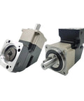 Rock Solid 90 Degree Helical Planetary Gearhead Featuring 30 To 1 Speed Ratio For Nema42 And Nema52 Stepper Motors And 1KW To 7KW Servo Motors in gray and silver, showcasing compact design.