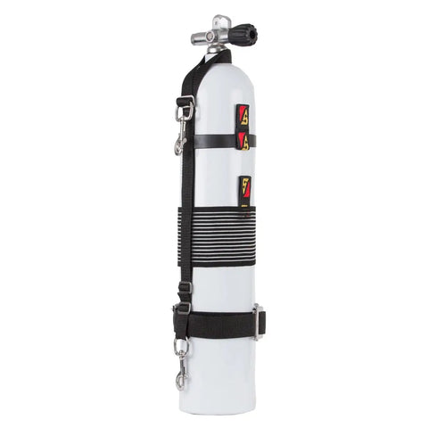 Heavy Duty Travel Sidemount Stage Strap Large with 2200 lb Nylon Webbing and Stainless Hardware on 7 inch Cylinder