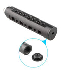 Aluminum Camera Handle Grip For Small Cameras Camcorders And DSLRs With CNC Machined Aluminum Construction Anodized Black Finish, close-up of mount details.