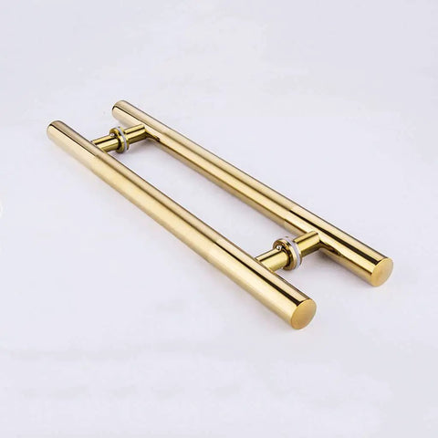 Heavy Duty Stainless Steel Glass Door Push Pull Handle For Office Hotel And Barn Sliding Doors Round Tube Grip With Polished Brushed Finish Rust Resistant And Easy To Clean Indoor Outdoor Use Available In 6 Sizes, shown at angle.