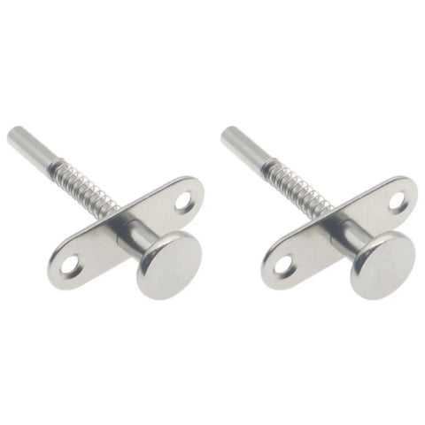 Rock Solid Metal Plunger Latches Heavy Duty Spring Load Door Catches Silver Finish No Sweat Install For Beds Cabinets And Furniture Built Tough Two Pack view, showcasing zinc-coated spring loaded design.