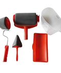 Pro Heavy Duty Diy Paint Roller Brush Set With Flocked Edger Tool And Leak Proof Paint Tray, grey foam rollers and tray.