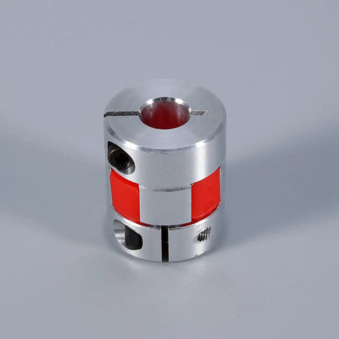 Flexible Plum Shaft Coupling With 8mm And 10mm Bore, High Strength Aluminum, visible from top angle on gray background