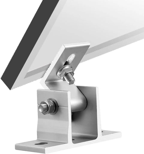 Close-up of Heavy Duty Adjustable Solar Panel Tilt Mount Bracket Solid Aluminum for installation on flat surfaces.